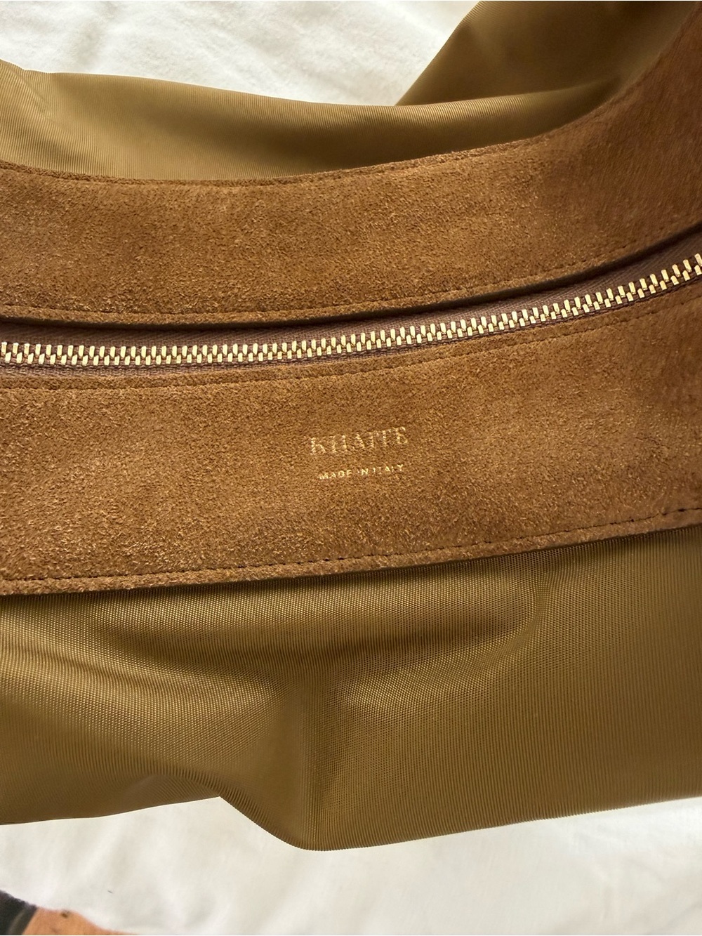 KHAITE Olivia Bag in Olive Green Shoulder Bag with Suede Trim - Picture 2 of 6